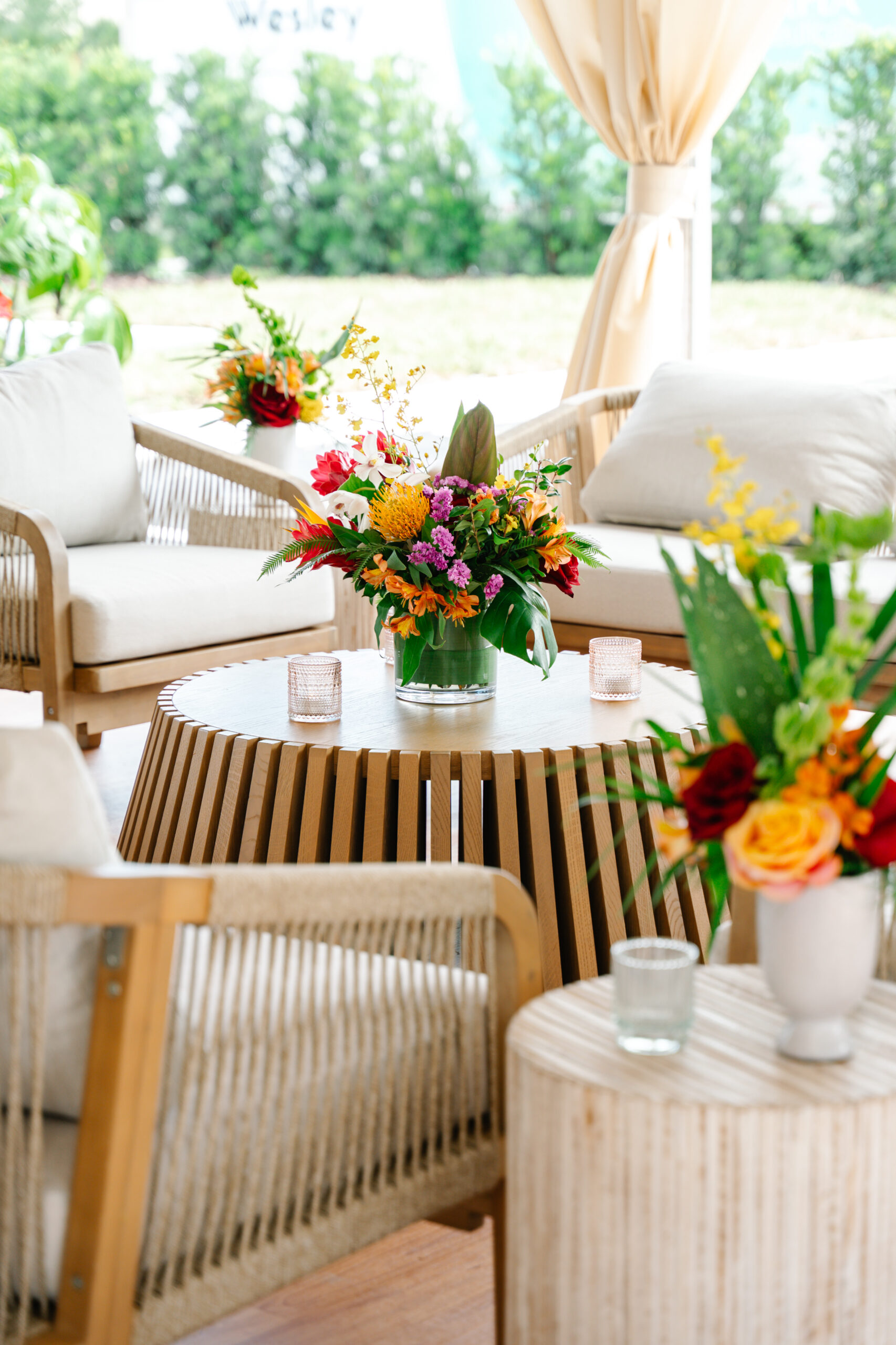 Corporate celebration venue and decor